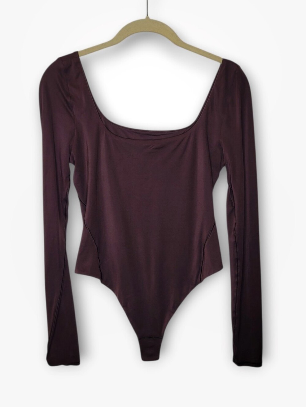 Lululemon Wundermost Ultra Soft Long Sleeve Squareneck Bodysuit M Garnet